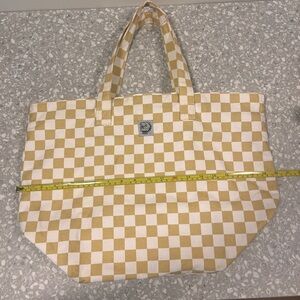 BDG Checkered Tote Bag, Mustard and Cream, EUC